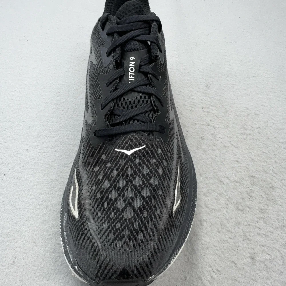 Hoka One One Clifton 9 Wide Shoes Mens Size 12 Black Running Cushioned Sneakers
